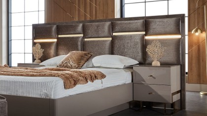 Set standard Dormitor Veronica cu tablie cu iluminare - Mega Sale BELLONA Set Dormitor