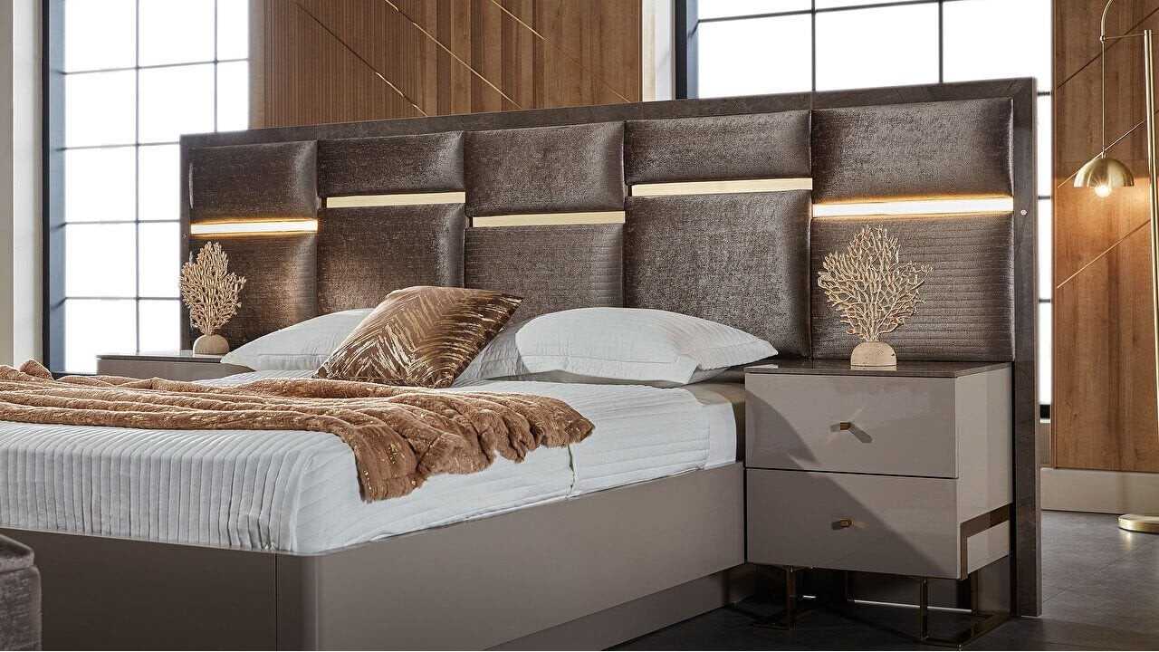 Set standard Dormitor Veronica cu tablie cu iluminare BELLONA Set Dormitor