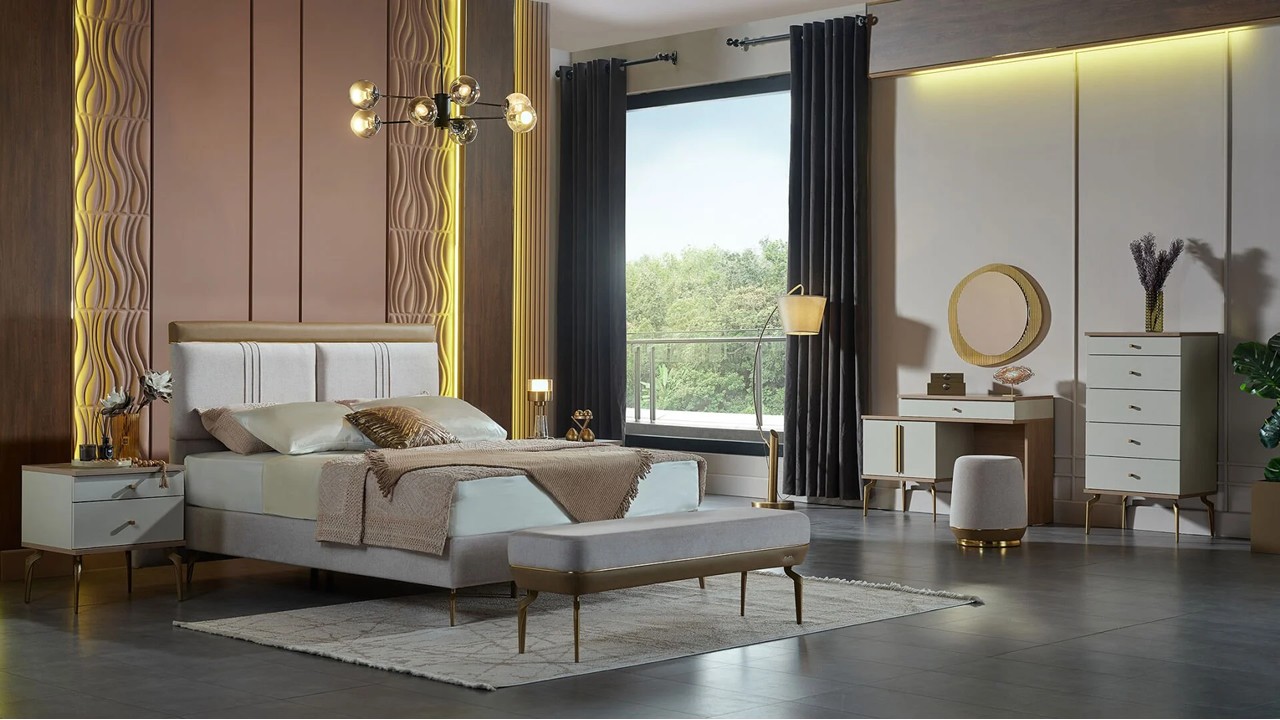 Set standard Dormitor Montella cu Tablie L - Mega Sale  Set Dormitor