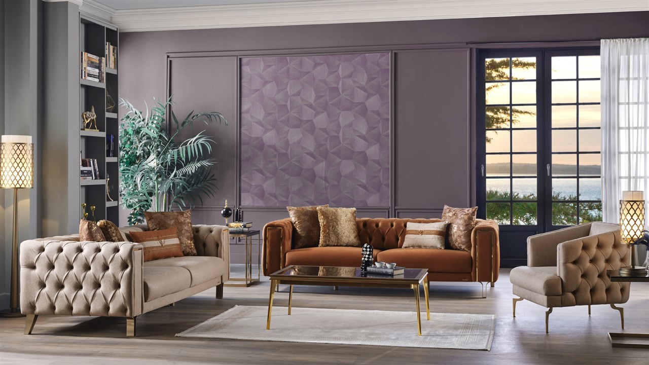 Set Canapea Montego 3+1, Finisaj Auriu BELLONA Seturi canapele