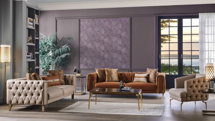 Set Canapea Montego 3+1, Finisaj Auriu BELLONA Seturi canapele