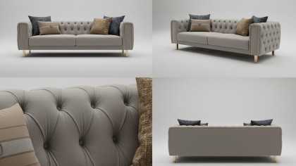 Canapea Extensibila Montego 3 Locuri, Gri, Finisaj Auriu BELLONA Magazin SHOWROOM20MTE3D00601247