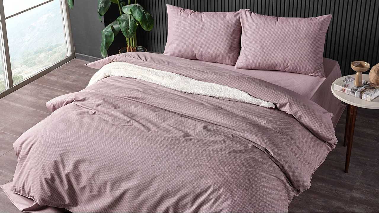 Set Lenjerie de pat Pure Touch Double, Roz Trandafir DOQU Lenjerie de pat
