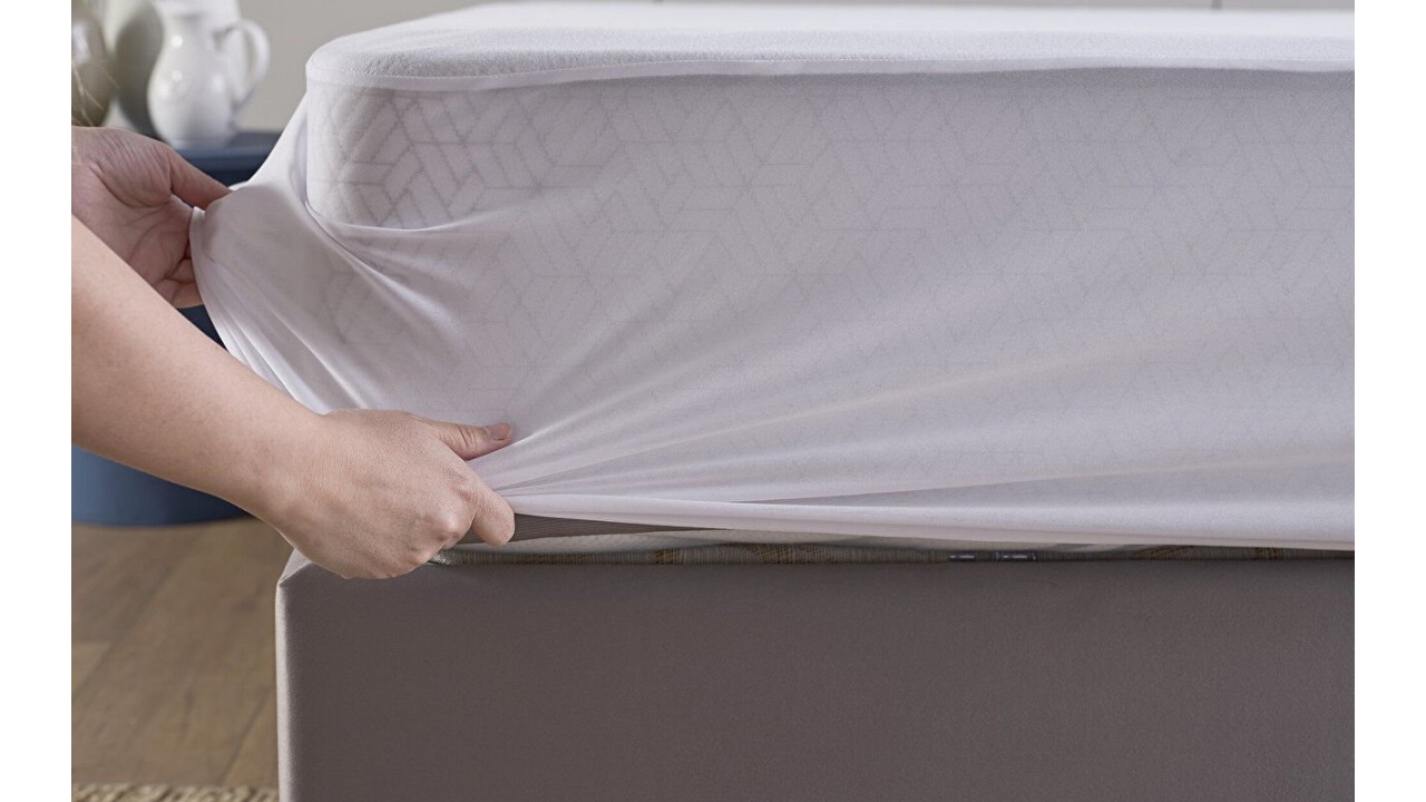 Husa Perla Alez Bumbac Fitted Impermeabila, 140X200cm, Alb DOQU Magazin