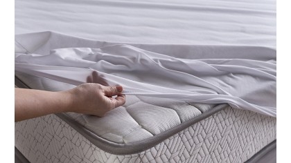 Husa Perla Alez Bumbac Fitted Impermeabila, 120X200cm, Alb DOQU Magazin