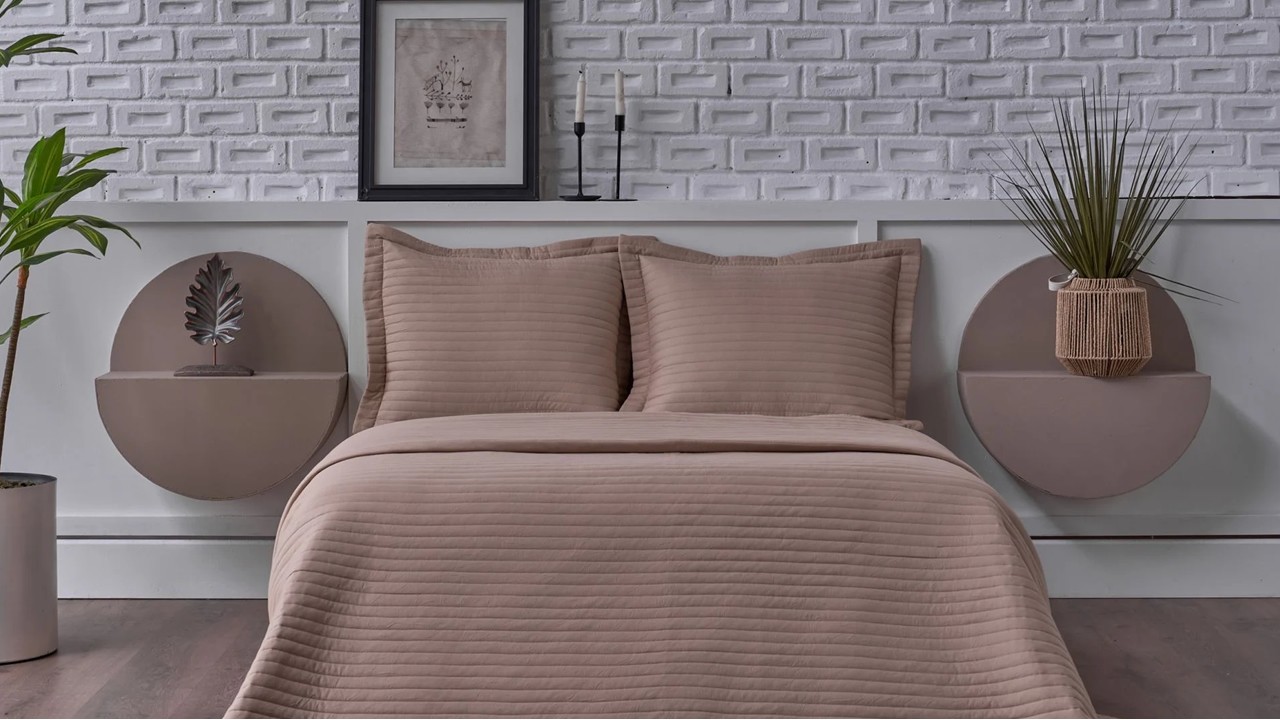 Set Cuvertura de Pat Otto Double, Bej (Piatra) DOQU Cuverturi si Pături