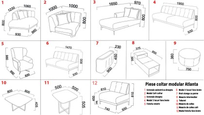 Modul Canapea 2 locuri Atlanta fara brate BELLONA Magazin