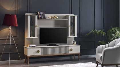 Vitrina Compacta TV Pesaro cu doua module suspendate BELLONA O U T L E T 22PSR3001GOBZ+22PSR3003GOGO+22PSR3005GOBZ