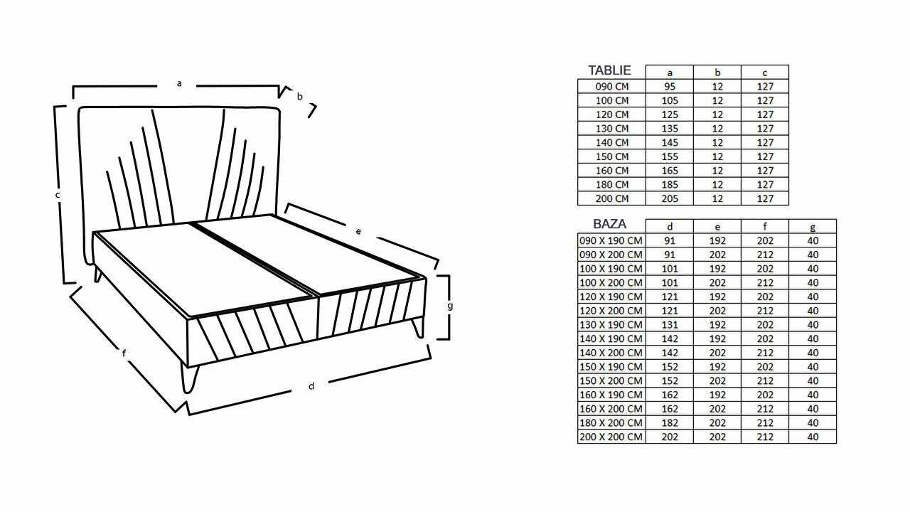 Pat tapitat cu lada de depozitare Toria, 160x200cm, culoare Vizon BELLONA Paturi tapitate cu lada - LA COMANDA 28TOAI60020000...