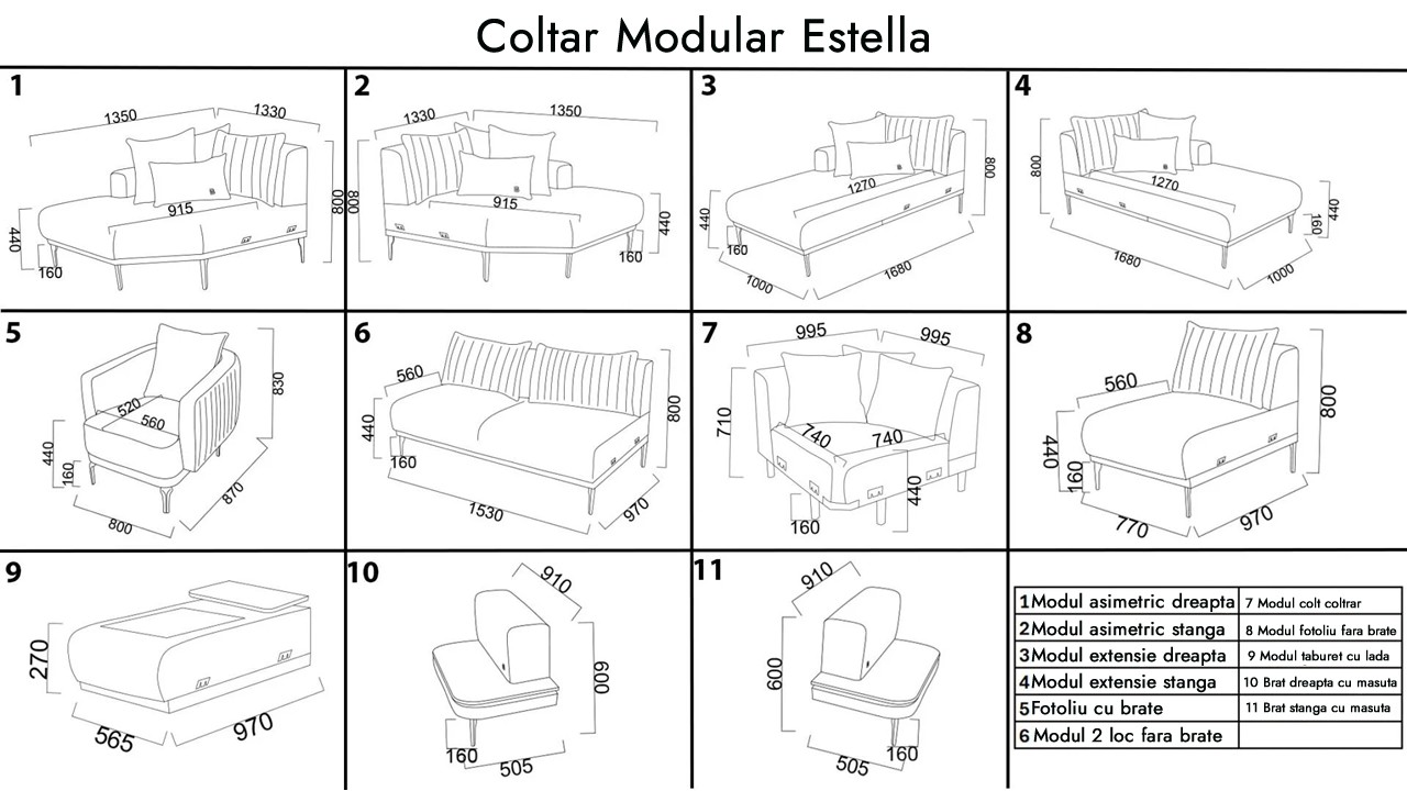 Coltar modular Estella (configurabil)  Coltare