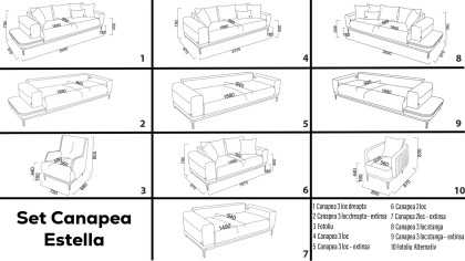 Canapea 2 locuri Extensibila Standard Estella BELLONA Canapele 20ETE2D00400001