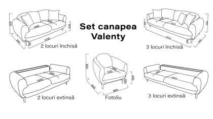 Canapea Extensibila 3 locuri Valenty BELLONA Canapele