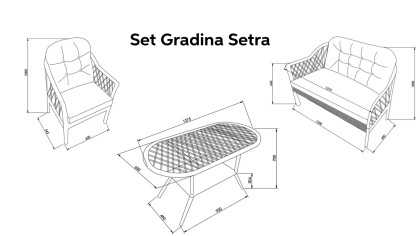 Canapea Gradina 2 locuri Setra BELLONA Banca 29SET99510000