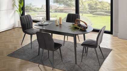 Set Masa Extensibila Bucatarie Pruva + 4 scaune, Antracit BELLONA Masa + Scaune 22PRU3176787A+23PUS63330220004