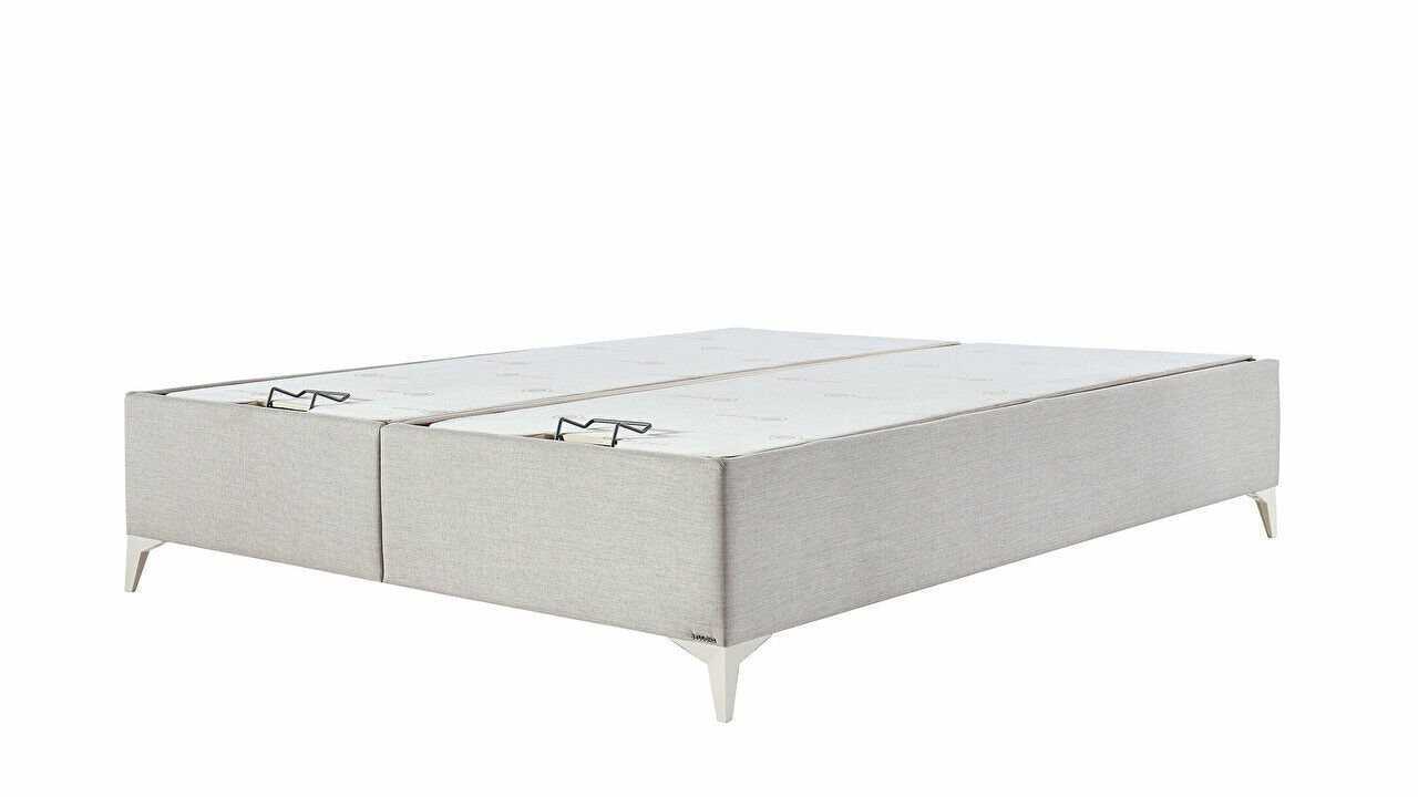 Pat tapitat cu lada de depozitare Verso S, 180x200cm, culoare Crem, picior culoare Fildes BELLONA Paturi tapitate cu lada - L...