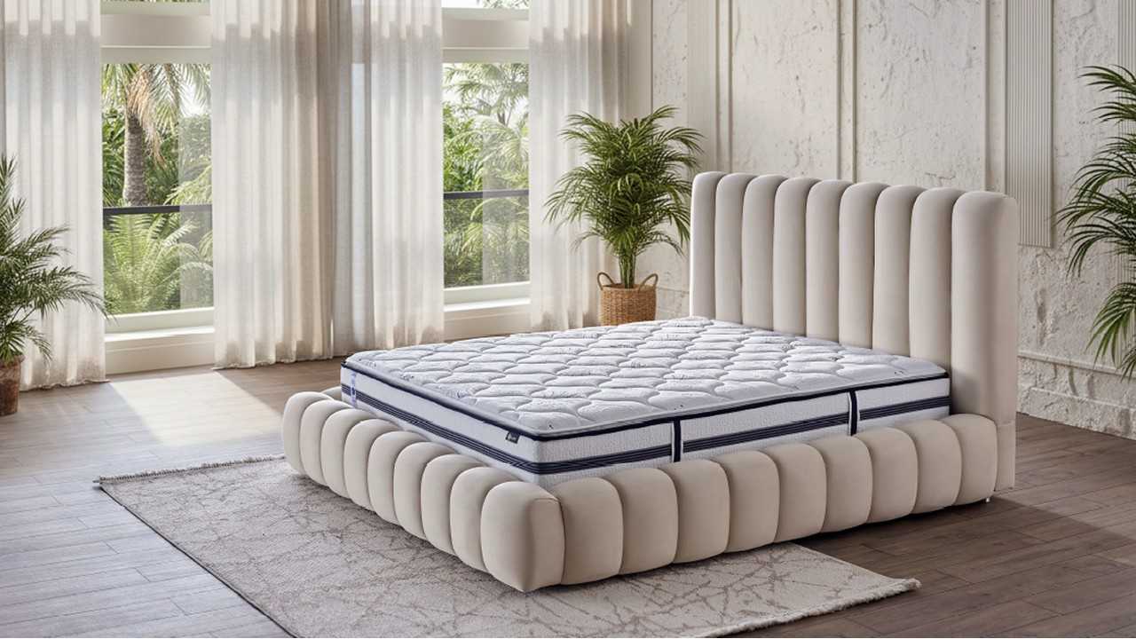 Pat cu somiera rabatabila 160x200, Cozy BELLONA Paturi tapitate cu lada - IN STOC