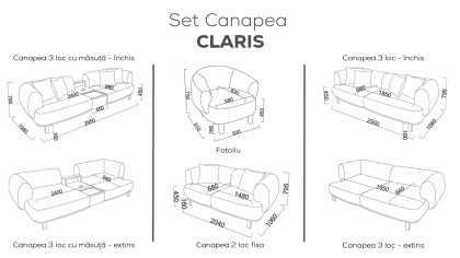 Canapea Extensibila 3 locuri Claris BELLONA Canapele 20CRI3D00500001