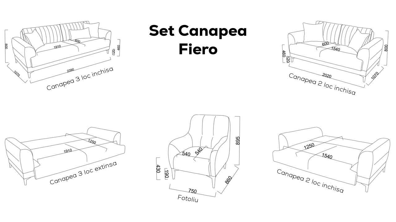 Set Canapea Extensibila Fiero Living