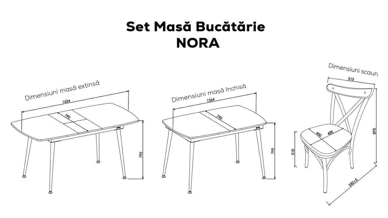 Set Masă de Bucătărie Nora Magazin