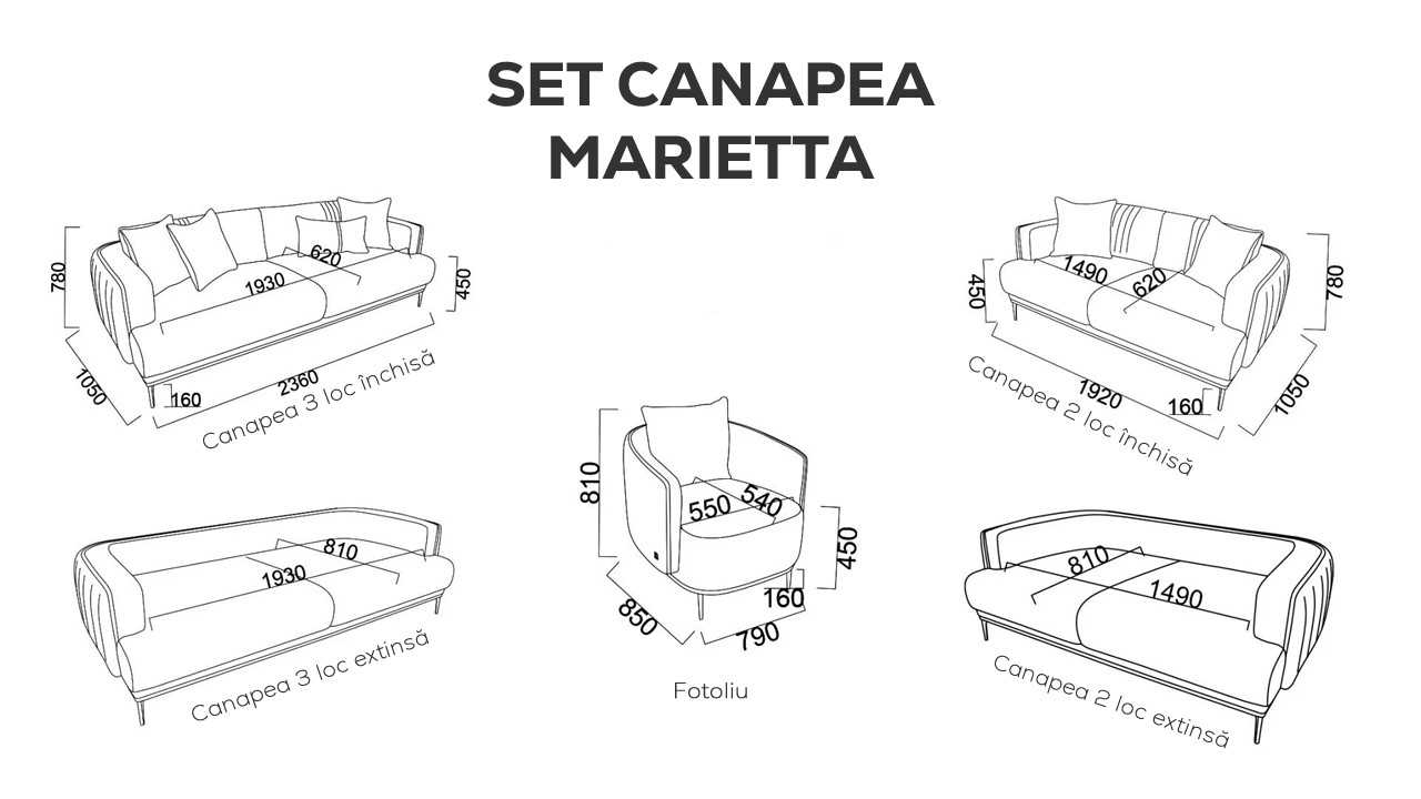 Canapea 2 locuri Extensibila Marietta BELLONA Canapele 20MTT2A00400001