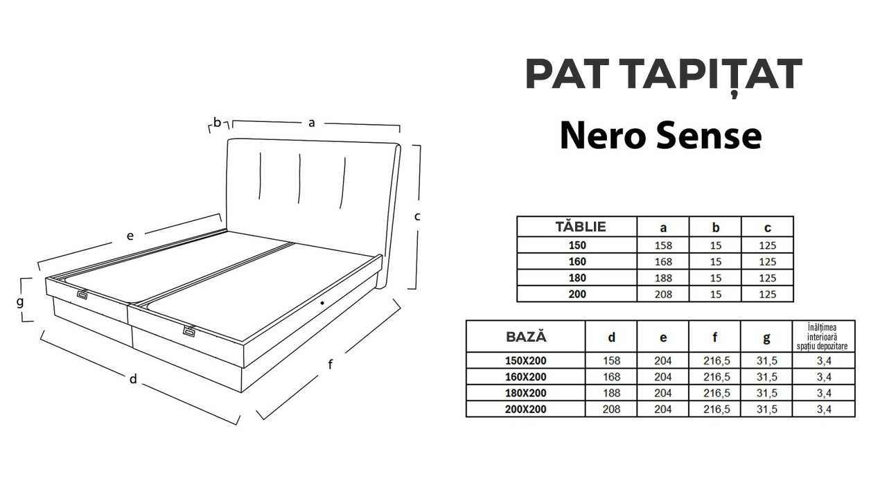 Pat cu somiera rabatabila Nero Sense BELLONA Pat Dormitor