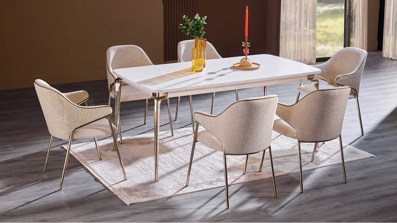 Set Masa Extensibila cu 6 Scaune Marietta Seturi Masa cu Scaune