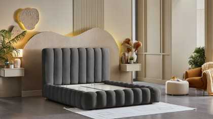 Pat tapitat cu lada si somiera rabatabila Bio Natura BELLONA Paturi tapitate cu lada - LA COMANDA