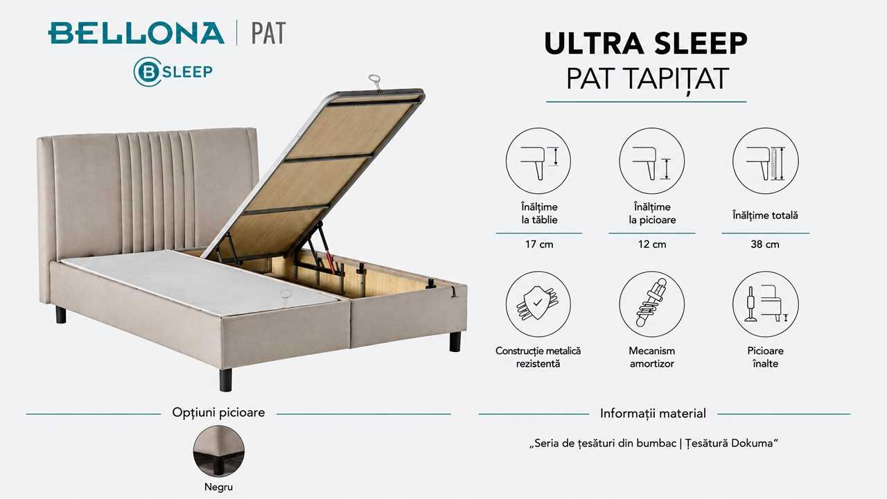 Set Pat Ultra Sleep & Saltea Ultra Sleep BELLONA Paturi Tapitate