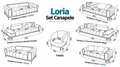 Canapea 3 locuri Extensibila Loria BELLONA Canapele