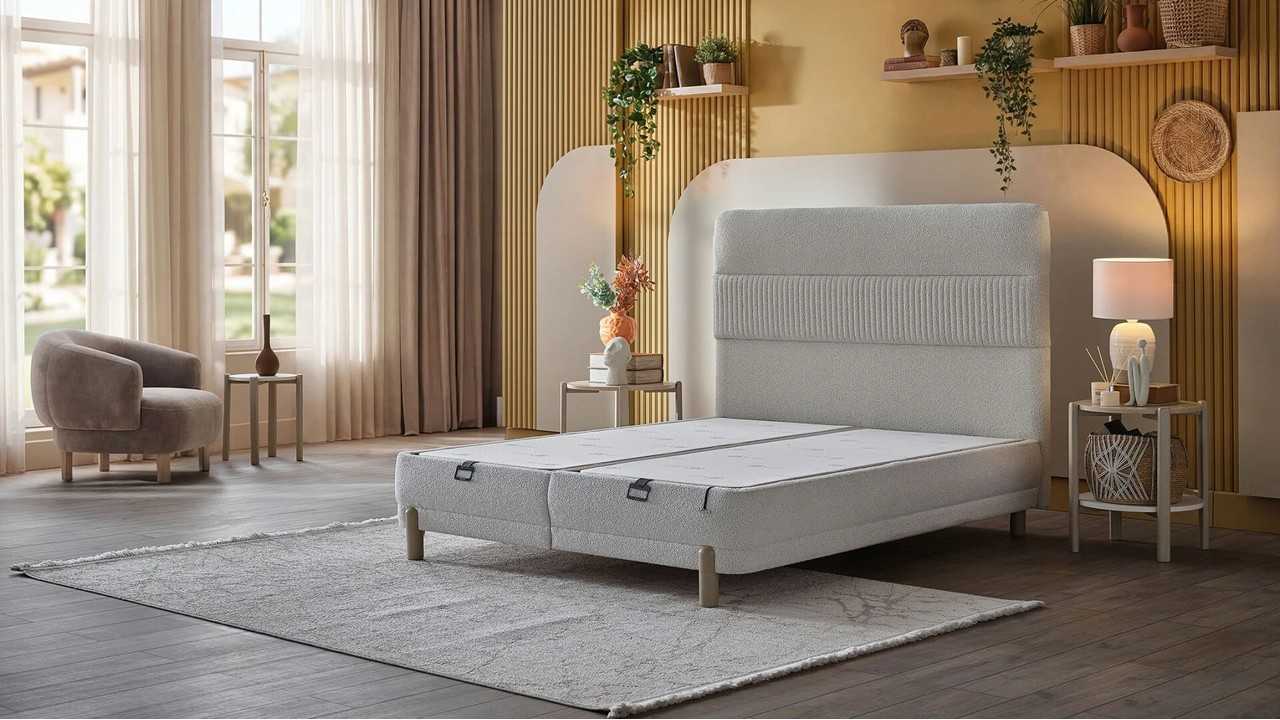 Pat tapitat cu lada si somiera rabatabila Bio Comfort BELLONA Paturi tapitate cu lada - LA COMANDA