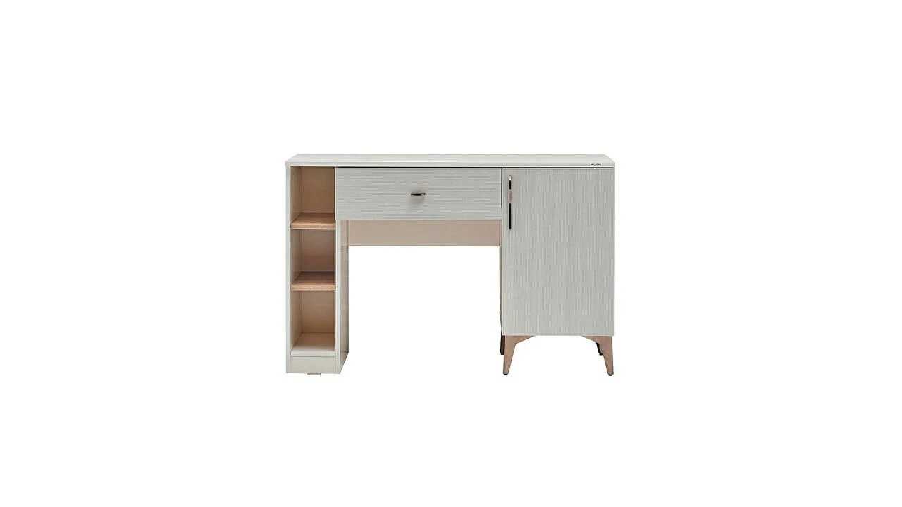 Set Dormitor Pandora, Sifonier 5 usi, Pat 160x200, culoare Fildes-Stejar, Finisaj Bronz Set Dormitor