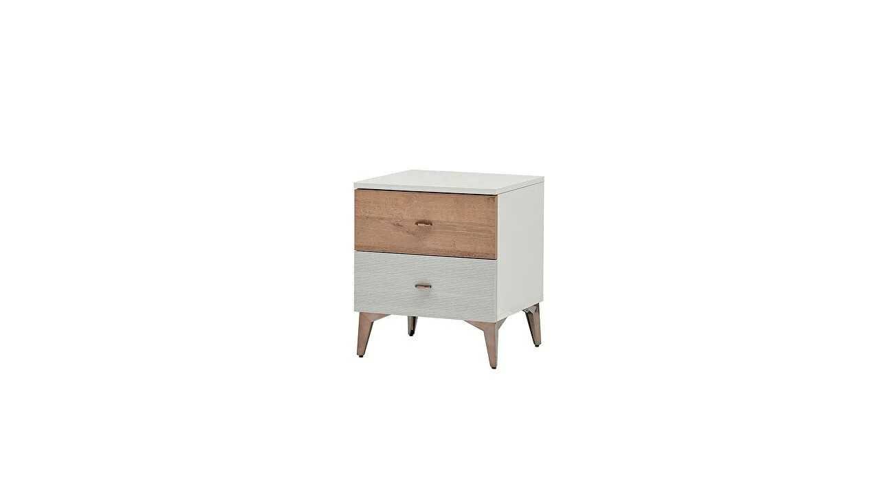 Set Dormitor Pandora, Sifonier 5 usi, Pat 160x200, culoare Fildes-Stejar, Finisaj Bronz Set Dormitor