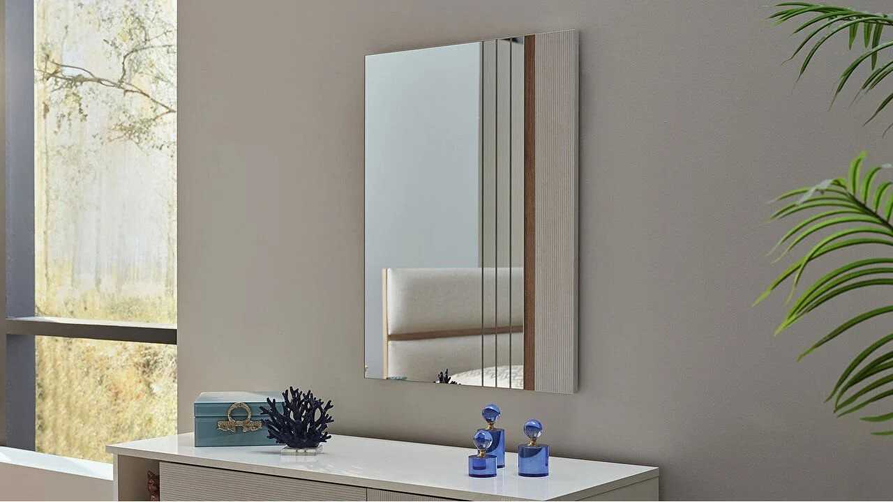 Set Dormitor Pandora, Sifonier 5 usi, Pat 160x200, culoare Fildes-Stejar, Finisaj Bronz Set Dormitor