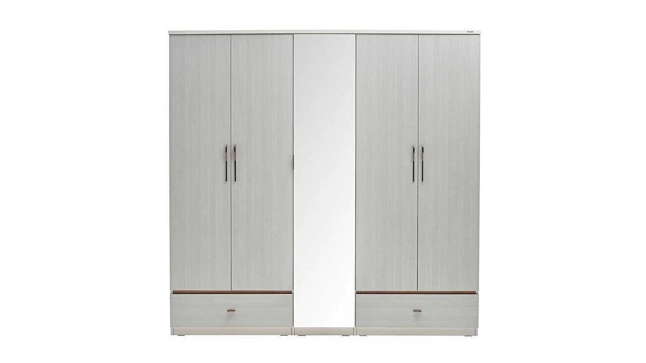 Set Dormitor Pandora, Sifonier 5 usi, Pat 160x200, culoare Fildes-Stejar, Finisaj Bronz Set Dormitor