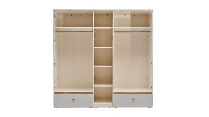 Set Dormitor Pandora, Sifonier 5 usi, Pat 160x200, culoare Fildes-Stejar, Finisaj Bronz Set Dormitor