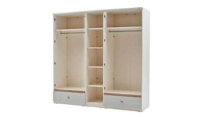 Set Dormitor Pandora, Sifonier 5 usi, Pat 160x200, culoare Fildes-Stejar, Finisaj Bronz Set Dormitor