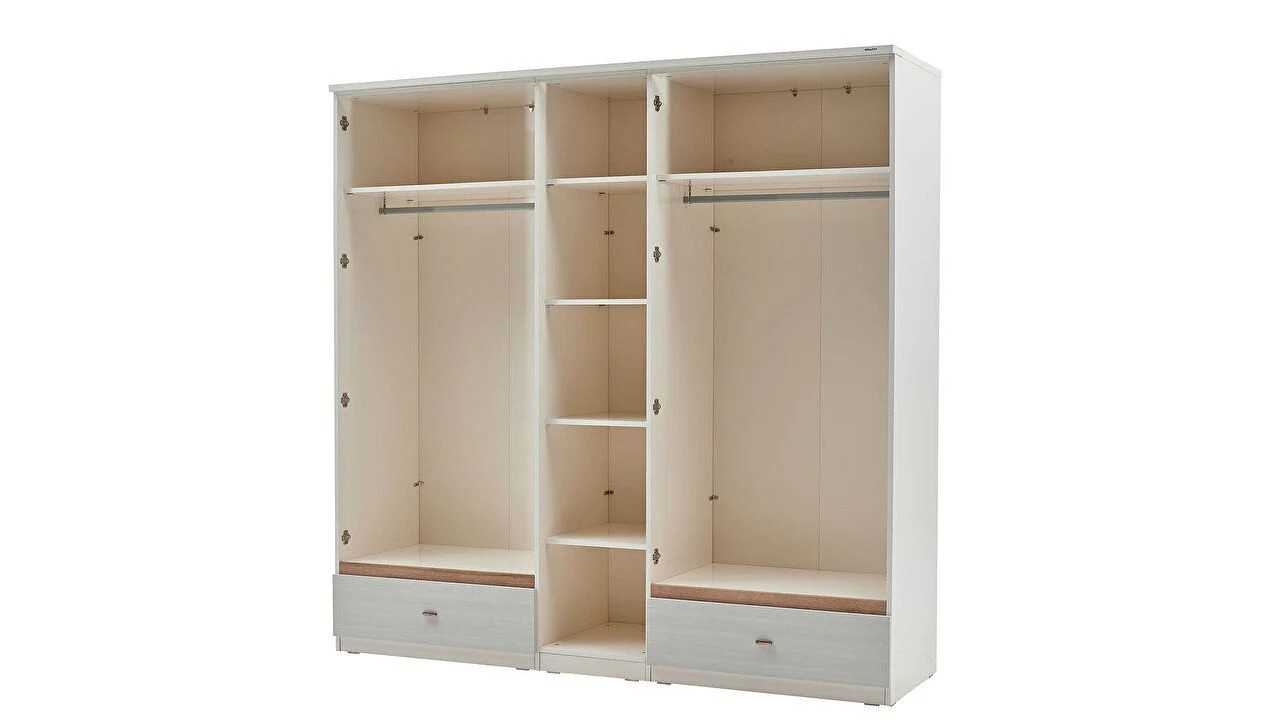 Set Dormitor Pandora, Sifonier 5 usi, Pat 160x200, culoare Fildes-Stejar, Finisaj Bronz Set Dormitor