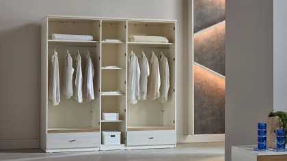 Set Dormitor Pandora, Sifonier 5 usi, Pat 160x200, culoare Fildes-Stejar, Finisaj Bronz Set Dormitor
