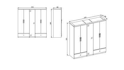 Set Dormitor Pandora, Sifonier 5 usi, Pat 160x200, culoare Fildes-Stejar, Finisaj Bronz Set Dormitor