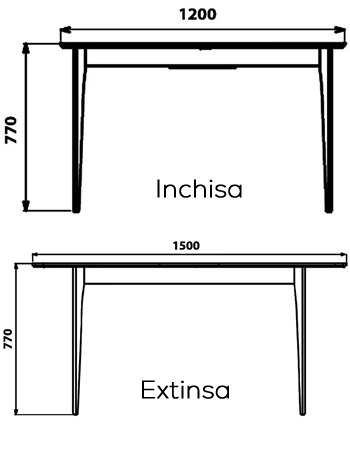 Masa Extensibila de Bucatarie Kolin, 150/120X80X77cm