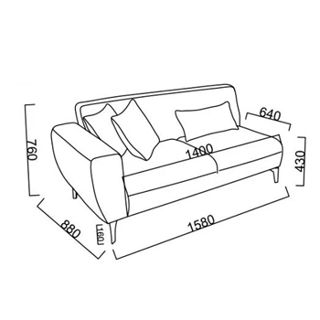 Modul canapea 2 loc cu brat dreapta Orleon