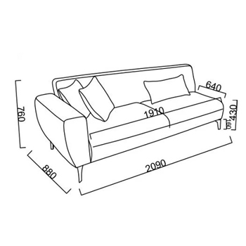 Modul canapea 3 loc cu brat dreapta Orleon