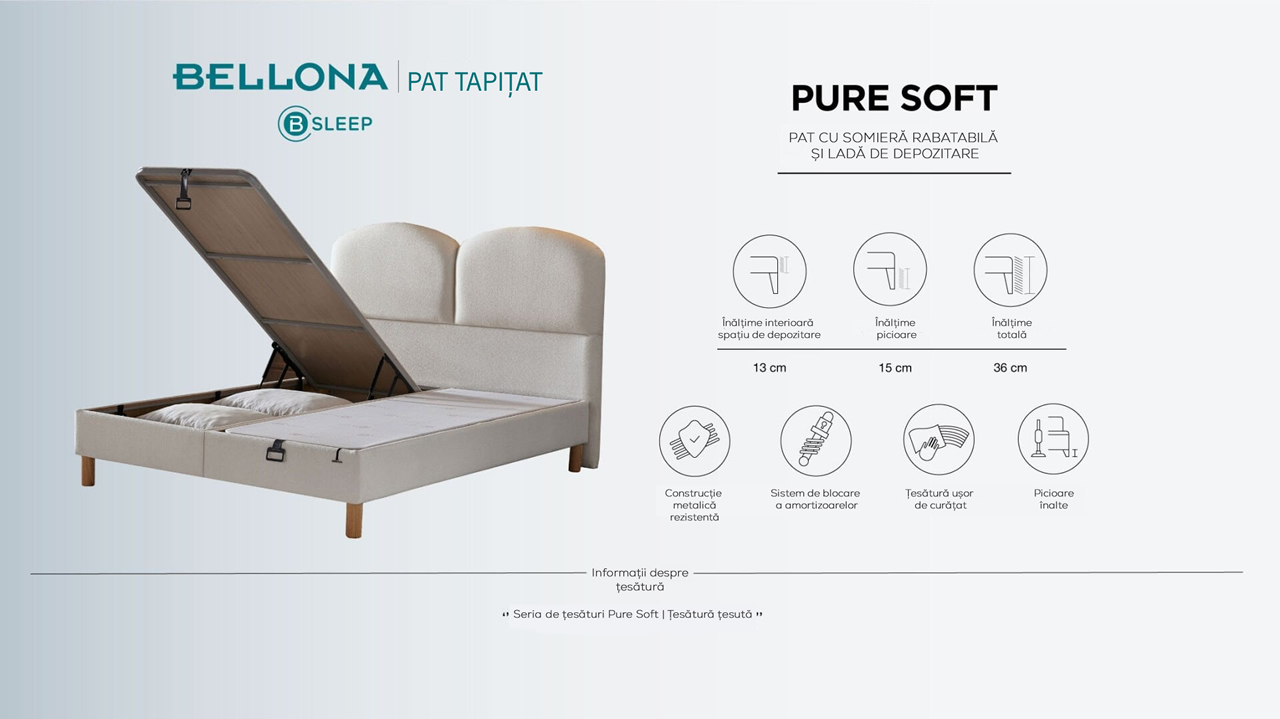 Pat cu somiera rabatabila Pure Soft