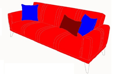 Canapea - zone de culoare si material